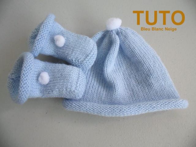Photo Explication TUTO bonnet chaussons BLEUS pompons bébé image 6/6