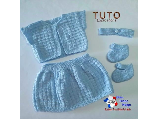 Photo Layette à tricoter Cardigan, Jupe, bandeau et chaussons PDF image 6/6