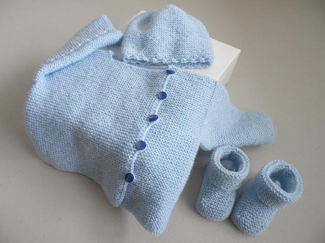 Photo Trousseau bébé bleu aquilon tricot bébé image 6/6