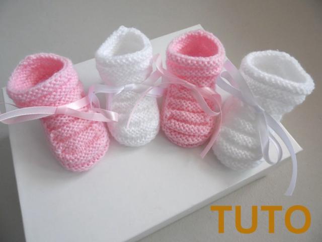 Photo TUTORIEL explications chaussons layette bébé tricot laine image 6/6